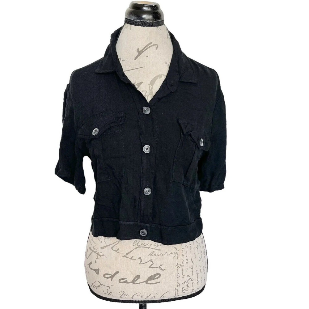 Dont Ask Why Womens Button Down Shirt Blouse One Size Made Italy Short Sleeve - Picture 4 of 12